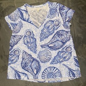 Lilly Pulitzer Blue and white seashell Etta neck XL